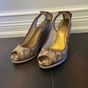 Coach open toe wedges